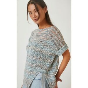 Anthropologie Pilcro Slouchy Pastel Knit Short Sleeve Top Size Small